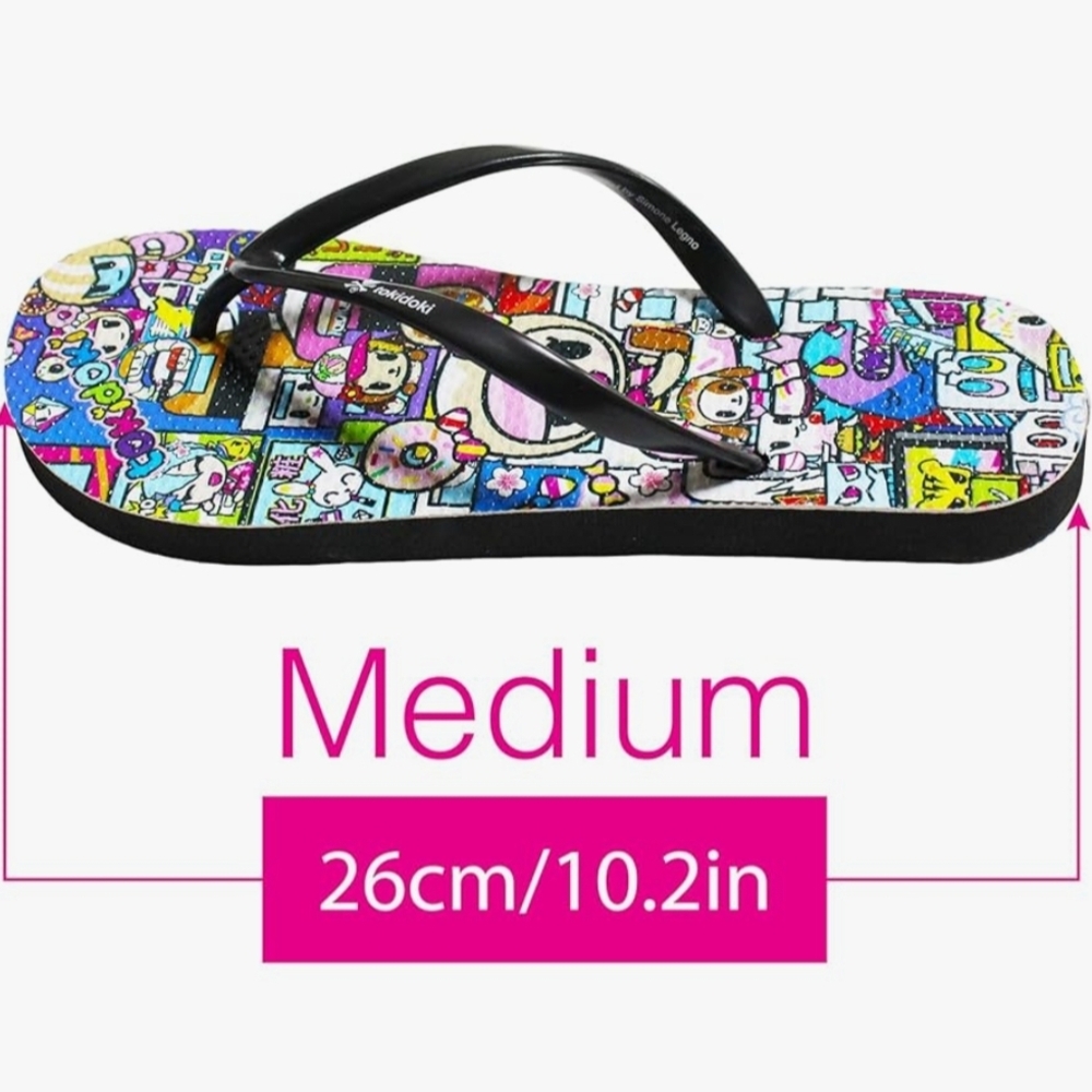 Tokidoki Colorful Cartoon Flip Flops - Picture 4 of 12